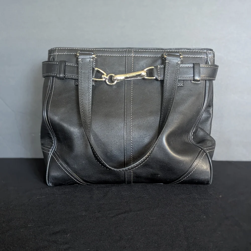 Coach  Black Leather Shoulder Bag Horsebit Vintage Authentic - Picture 10 of 13